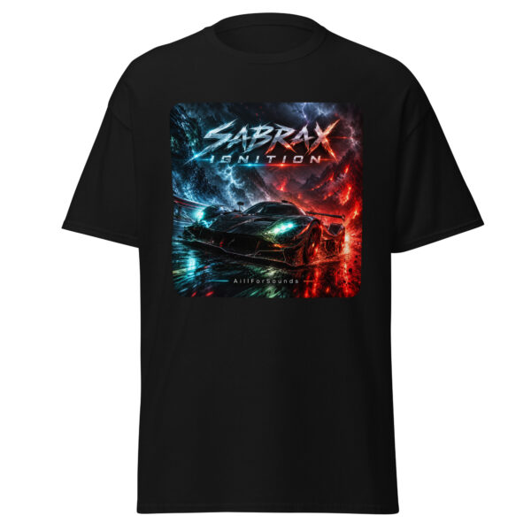 unisex-classic-tee-black-front-6aac7e6c52a1c.jpg SABRAX IGNITION Automotive Graphic Unisex T-Shirt | AillForSounds Energy