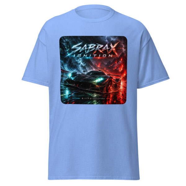 unisex-classic-tee-carolina-blue-front-6aac7e6c52aa5.jpg SABRAX IGNITION Automotive Graphic Unisex T-Shirt | AillForSounds Energy