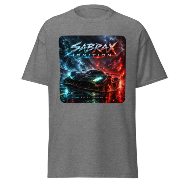 unisex-classic-tee-graphite-heather-front-6aac7e6c52c97.jpg SABRAX IGNITION Automotive Graphic Unisex T-Shirt | AillForSounds Energy
