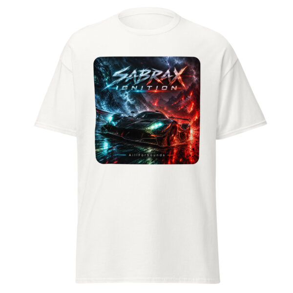 unisex-classic-tee-white-front-6aac7e6c52c63.jpg SABRAX IGNITION Automotive Graphic Unisex T-Shirt | AillForSounds Energy